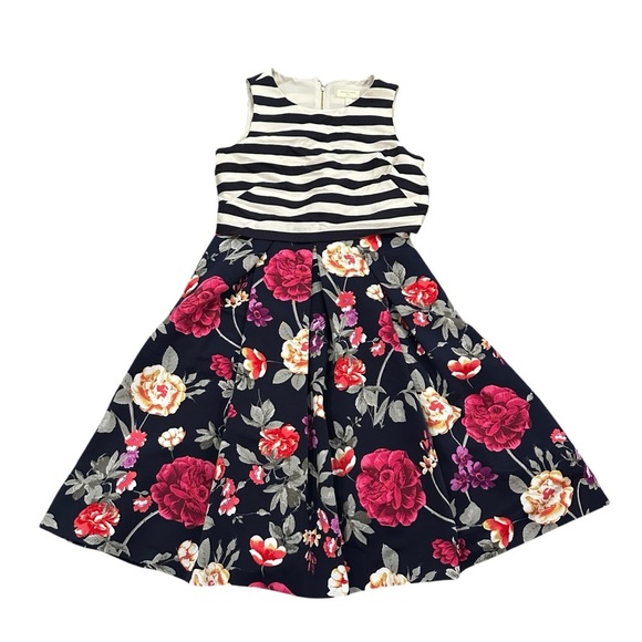 Anthropologie Moulinette Soeurs Split Print Striped & Floral Dress - Picture 3 of 10